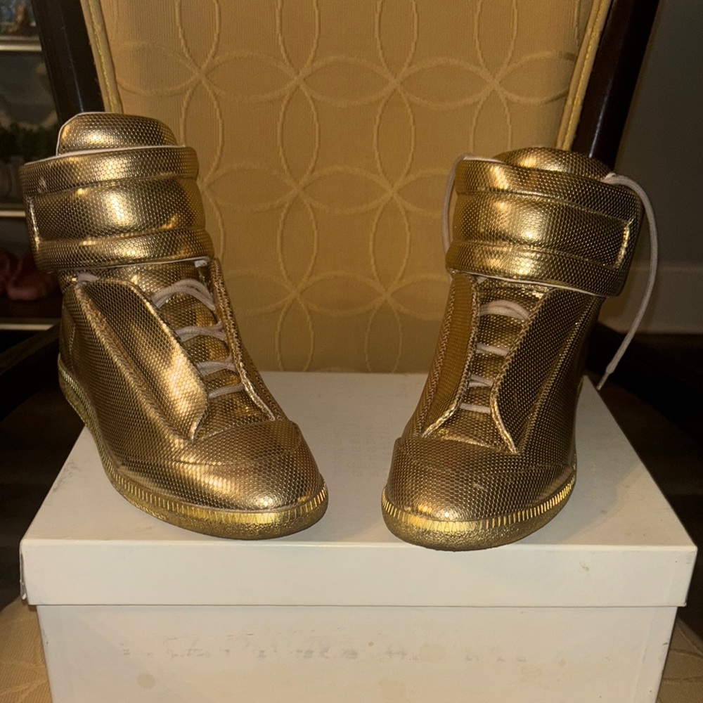 Gold High-Top Sneakers